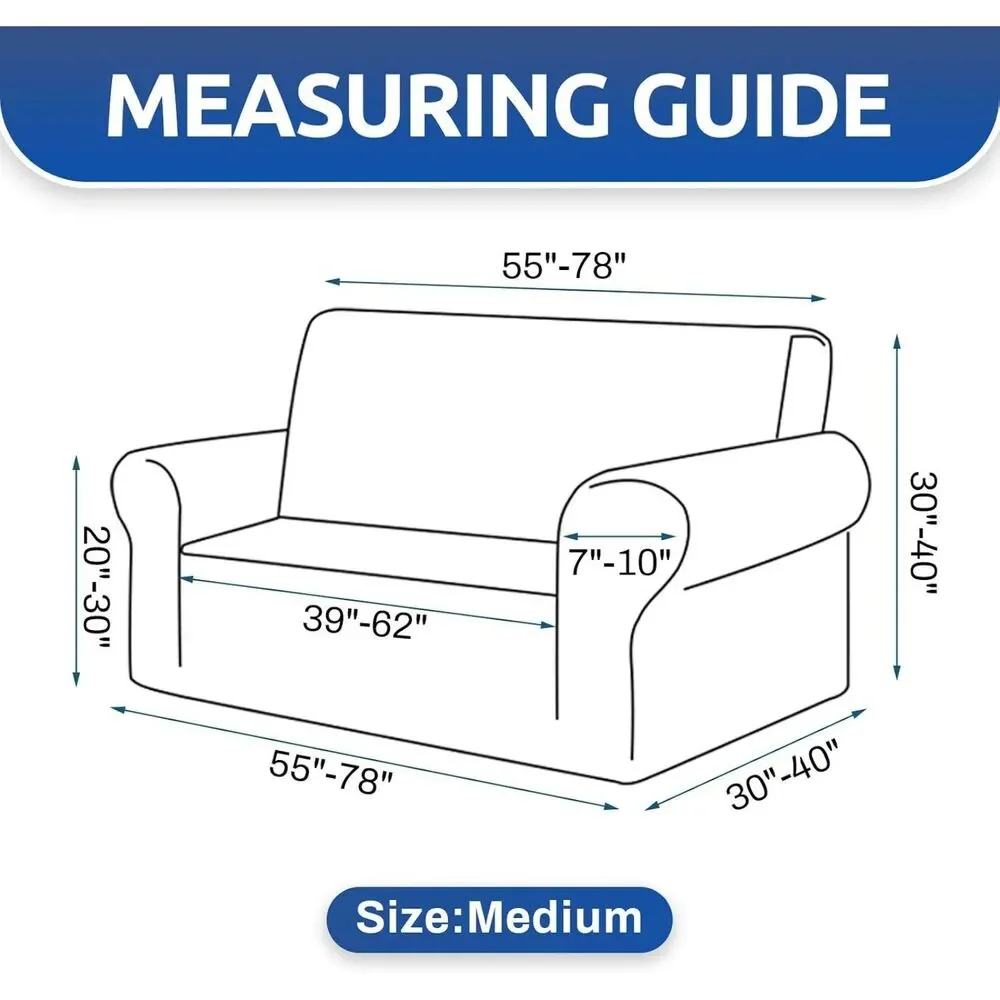 Stretch Loveseat Sofa Cover, for 2 Cushion Couch (Medium 55-78